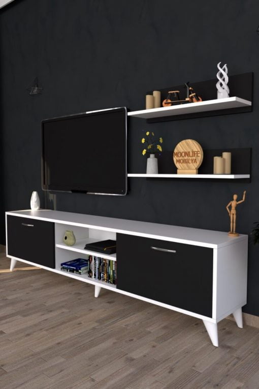 Zümrüt Tv Ünitesi  Beyaz Siyah - Görsel 3
