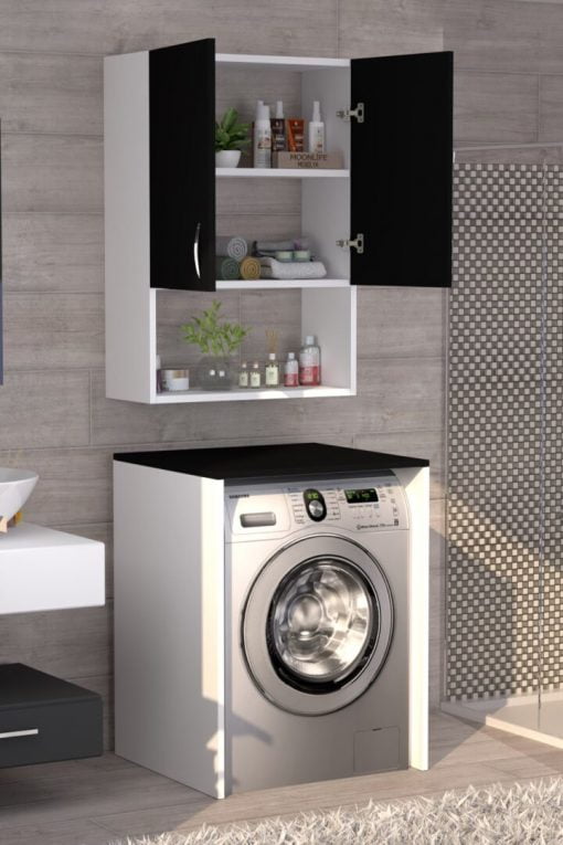 Çok Amaçlı Çamaşır Makinesi Dolabı Siyah