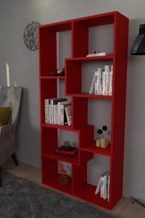 Zebra Dekoratif Kitaplık Kırmızı