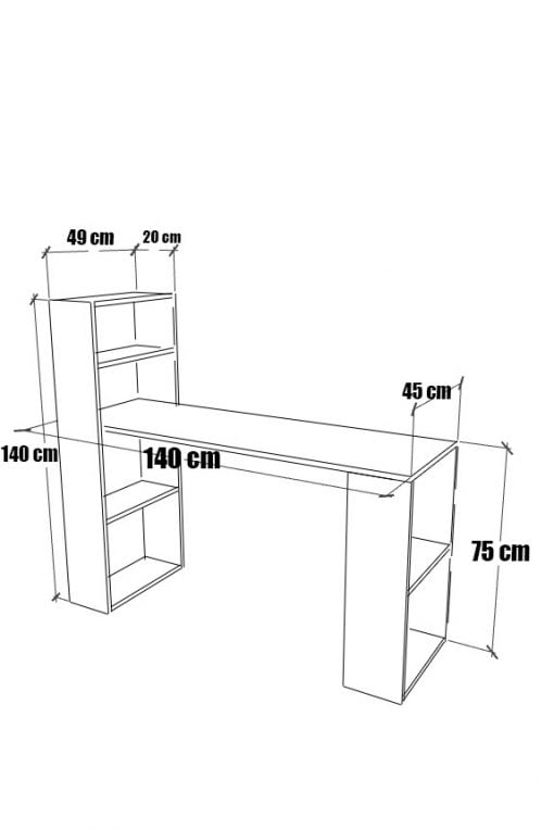 Sima Kitaplıklı Çalışma Masası Ceviz - Görsel 3