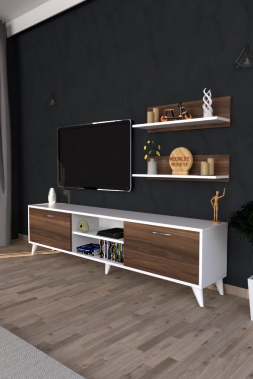 Zümrüt Tv Ünitesi  Beyaz Ceviz - Görsel 2