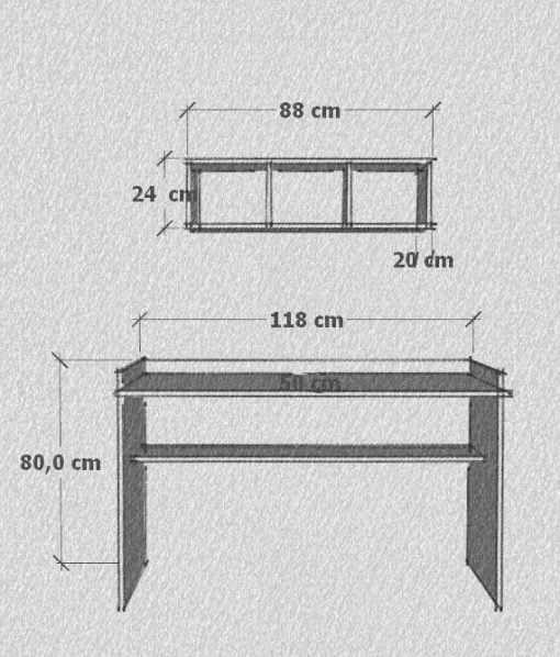 118 cm Sera Çalışma Masası Duvar Raflı Beyaz Ceviz - Görsel 3