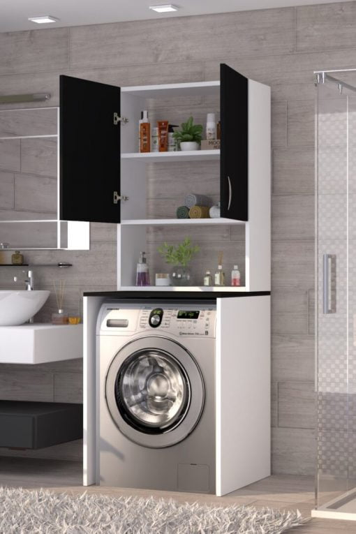 Çok Amaçlı Çamaşır Makinesi Dolabı Siyah