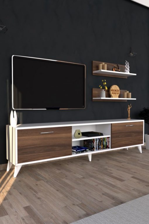 Zümrüt Tv Ünitesi  Beyaz Ceviz - Görsel 3