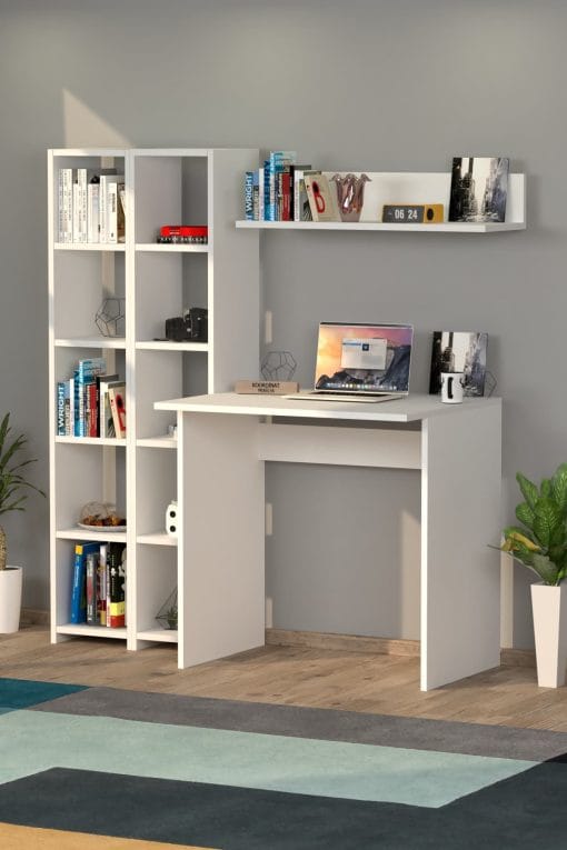 Trend Kitaplıklı Çalışma Masası Beyaz - Görsel 4