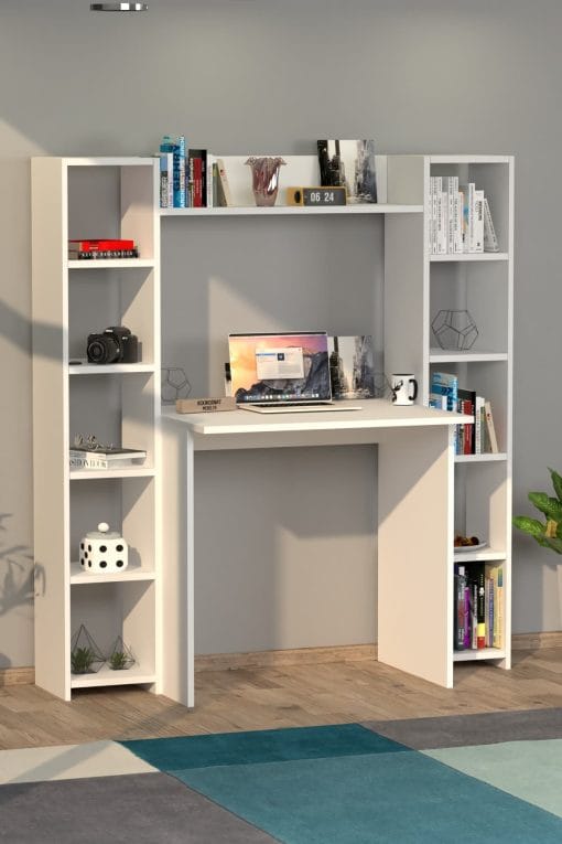 Trend Kitaplıklı Çalışma Masası Beyaz - Görsel 3
