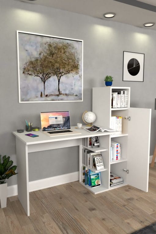 Diamond Dolaplı Çalışma Masası Beyaz - Görsel 2