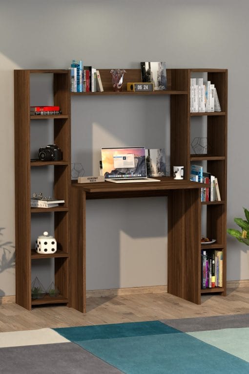 Trend Kitaplıklı Çalışma Masası Ceviz - Görsel 2
