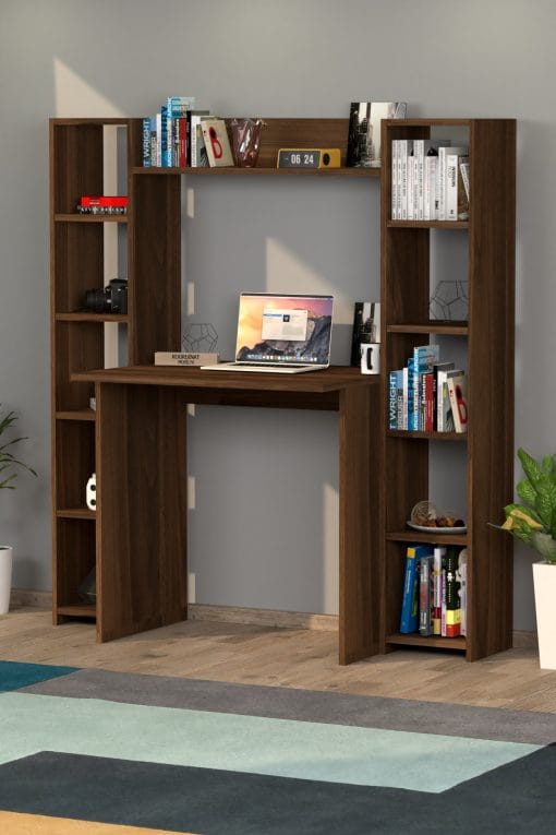 Trend Kitaplıklı Çalışma Masası Ceviz - Görsel 3