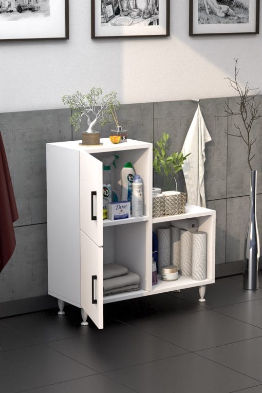 2 Kapaklı L Çok Amaçlı Banyo Dolabı Beyaz - Görsel 7
