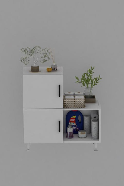 2 Kapaklı L Çok Amaçlı Banyo Dolabı Beyaz - Görsel 4
