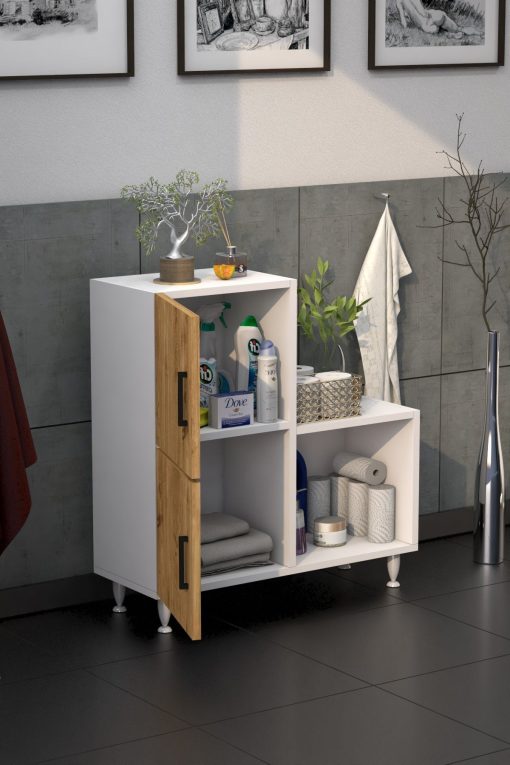 2 Kapaklı L Çok Amaçlı Banyo Dolabı Çam - Görsel 2