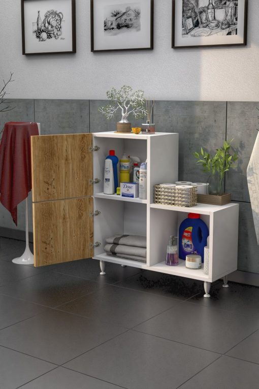 2 Kapaklı L Çok Amaçlı Banyo Dolabı Çam - Görsel 8