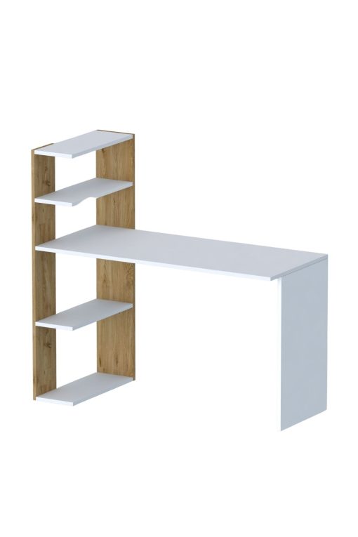 Çınar Kitaplıklı Çalışma Masası Beyaz Çam - Görsel 5